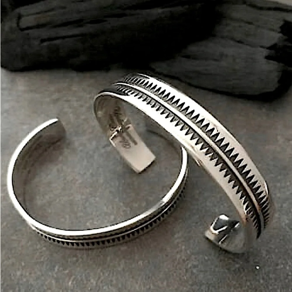 Minimalist Tooth Sterling Silver Cuff Bangle Bracelet